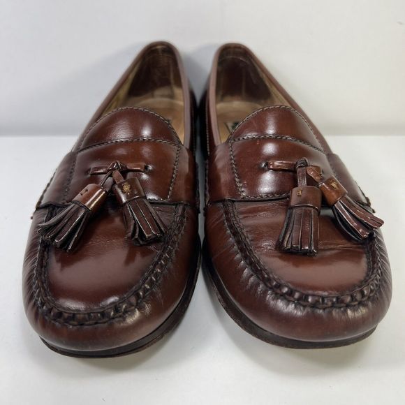 Cole Haan Mens Mahogany Brown Leather Slip-On Pinch Tassel Loafer Size 8 D - Picture 3 of 10